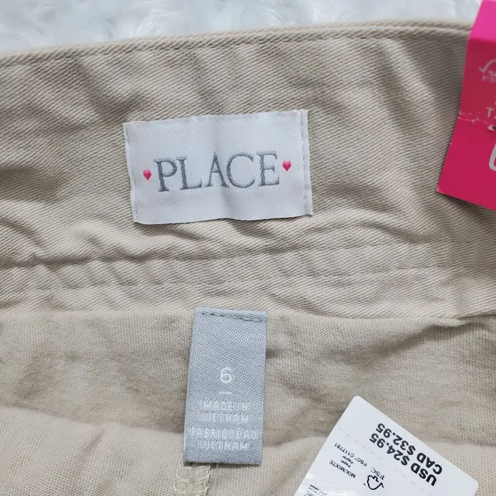 The Children's Place 2043300 Girls Pleated Uniform Skort Size 6 Beige